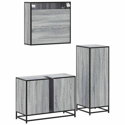 vidaXL 3-tlg. Badmöbel-Set Grau Sonoma Holzwerkstoff