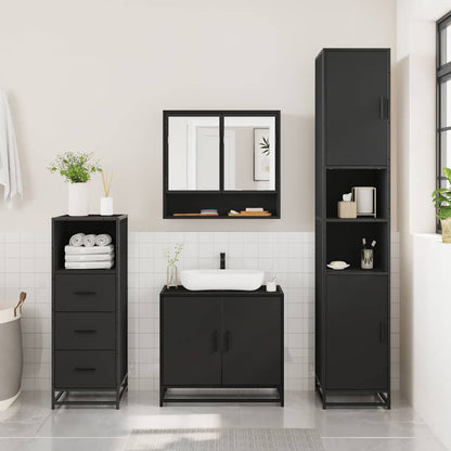 vidaXL Ensemble de meubles de salle de bain 3 pcs Noir Bois d'ingénierie