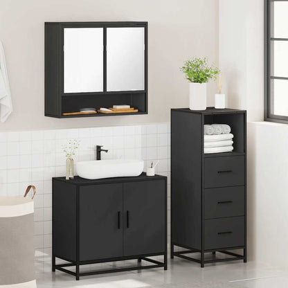 vidaXL Ensemble de meubles de salle de bain 3 pcs Noir Bois d'ingénierie
