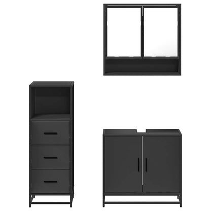 vidaXL Ensemble de meubles de salle de bain 3 pcs Noir Bois d'ingénierie