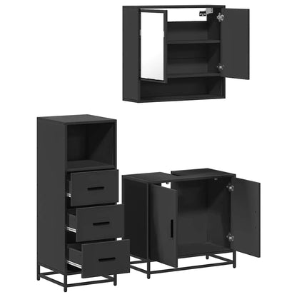 vidaXL Ensemble de meubles de salle de bain 3 pcs Noir Bois d'ingénierie
