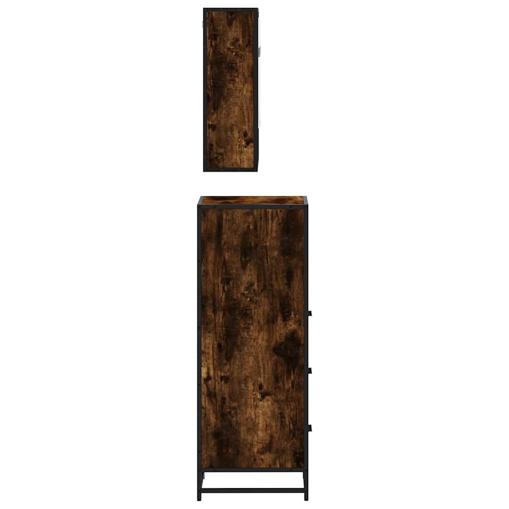 vidaXL 3-tlg. Badmöbel-Set Räuchereiche Holzwerkstoff