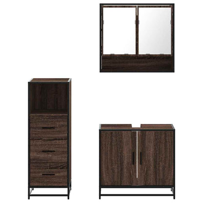 vidaXL 3-tlg. Badmöbel-Set Braun Eichen-Optik Holzwerkstoff