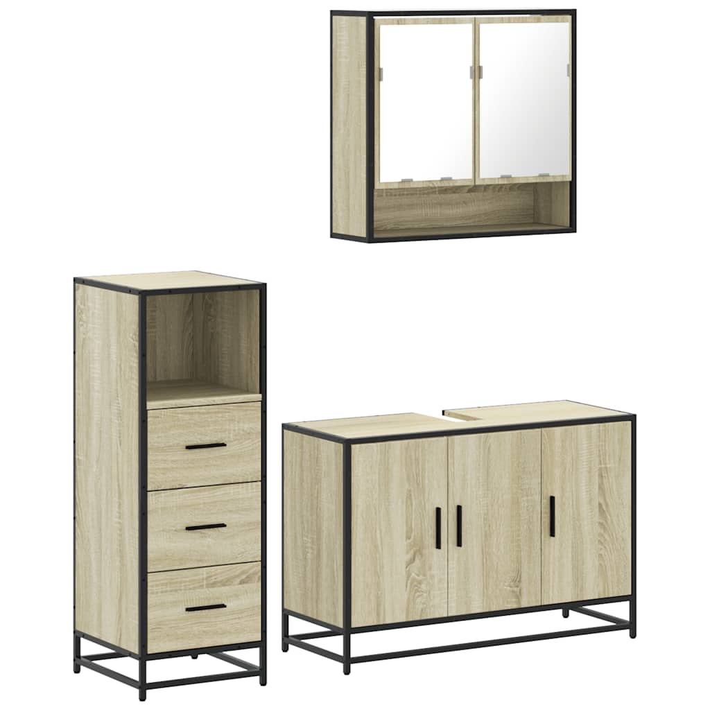 vidaXL Ensemble de meubles de salle de bain 3 pcs Chêne Sonoma Aggloméré