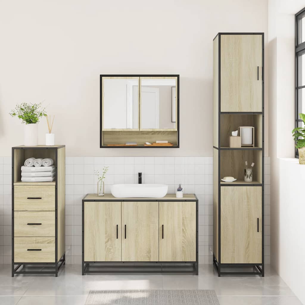 vidaXL Ensemble de meubles de salle de bain 3 pcs Chêne Sonoma Aggloméré
