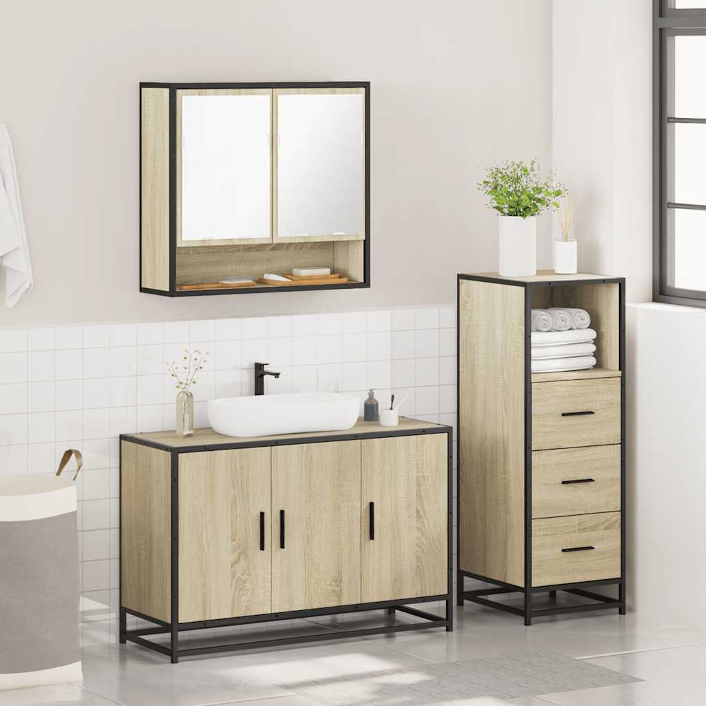 vidaXL Ensemble de meubles de salle de bain 3 pcs Chêne Sonoma Aggloméré