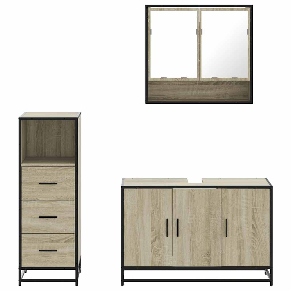 vidaXL Ensemble de meubles de salle de bain 3 pcs Chêne Sonoma Aggloméré