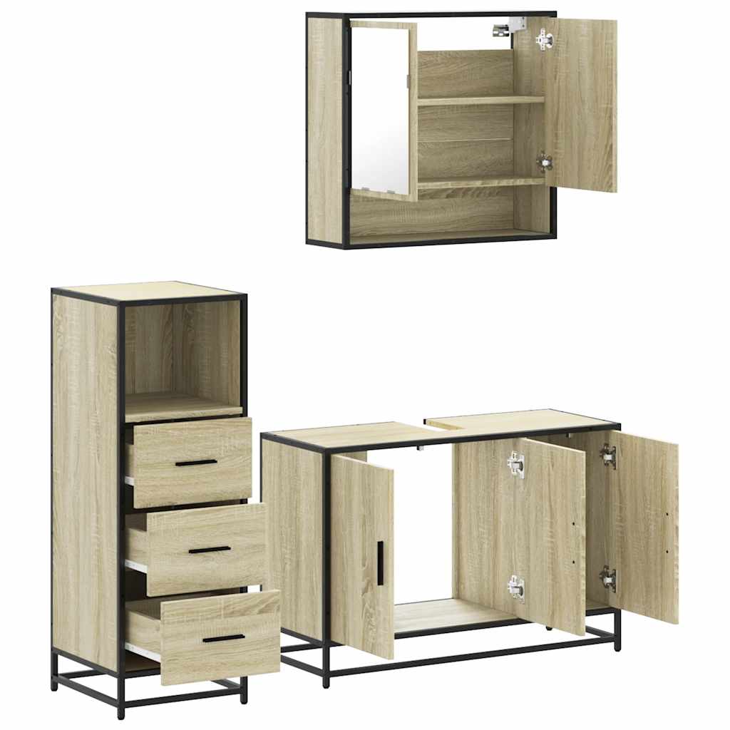 vidaXL Ensemble de meubles de salle de bain 3 pcs Chêne Sonoma Aggloméré