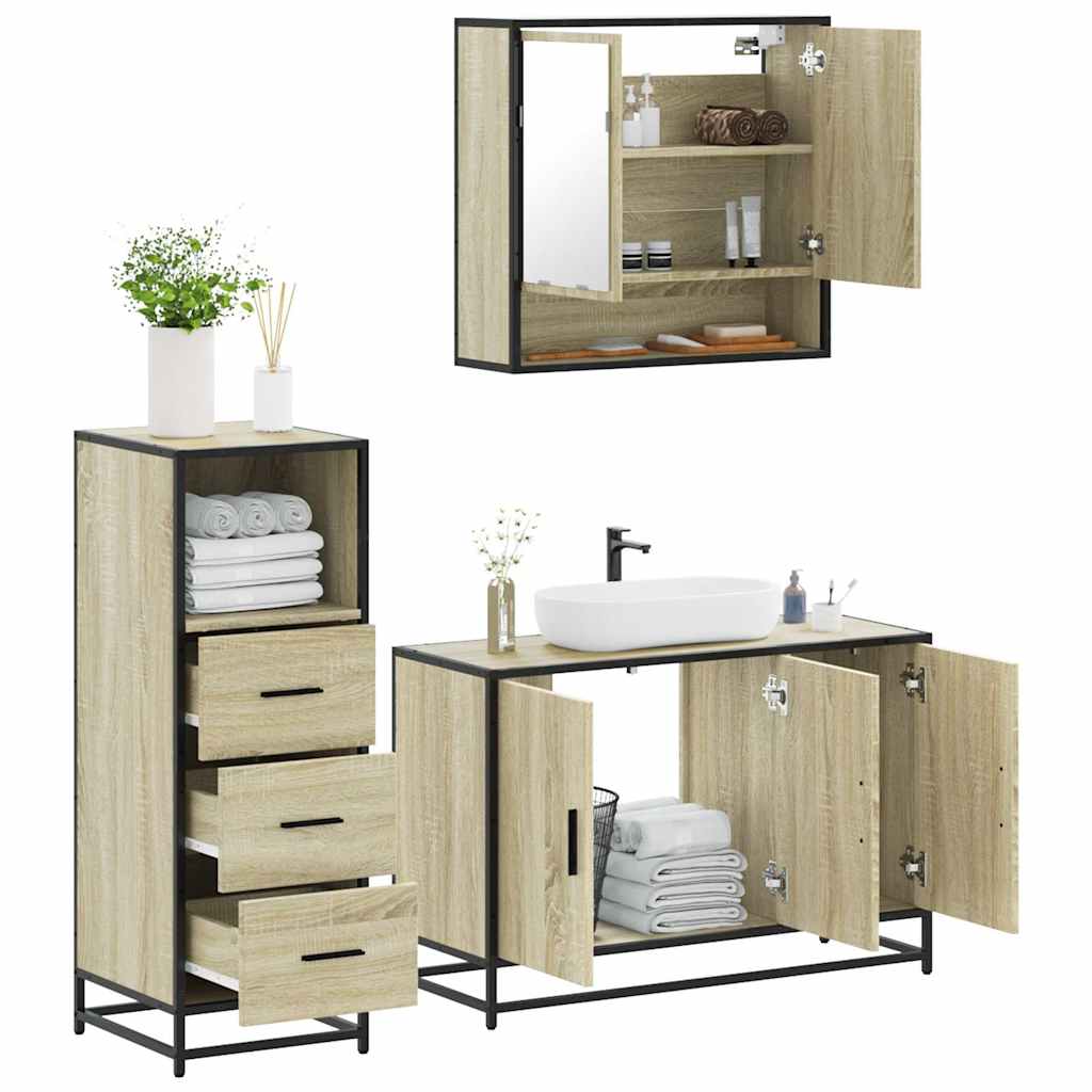 vidaXL Ensemble de meubles de salle de bain 3 pcs Chêne Sonoma Aggloméré