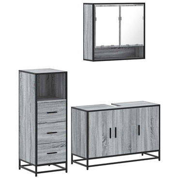 vidaXL Ensemble de meubles de salle de bain 3 pcs Gris Aggloméré Sonoma