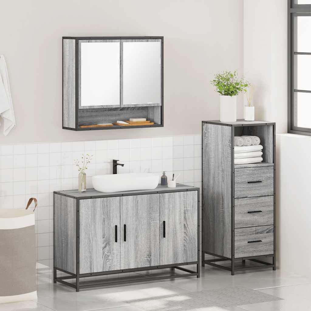 vidaXL Ensemble de meubles de salle de bain 3 pcs Gris Aggloméré Sonoma