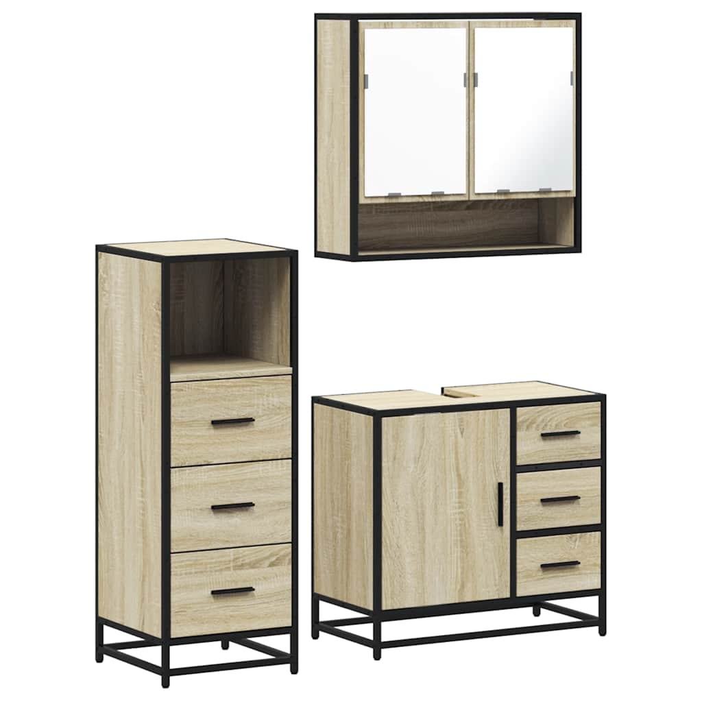 vidaXL Ensemble de meubles de salle de bain 3 pcs Chêne Sonoma Aggloméré