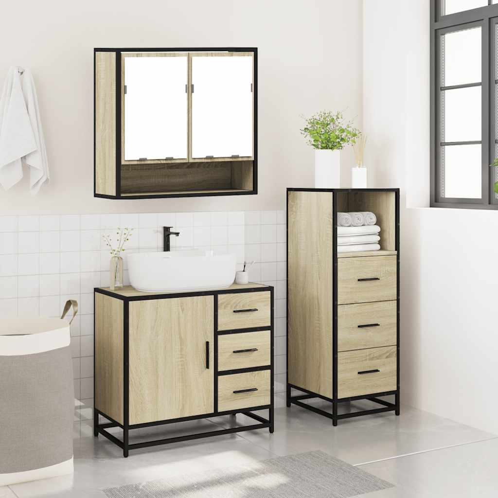 vidaXL Ensemble de meubles de salle de bain 3 pcs Chêne Sonoma Aggloméré
