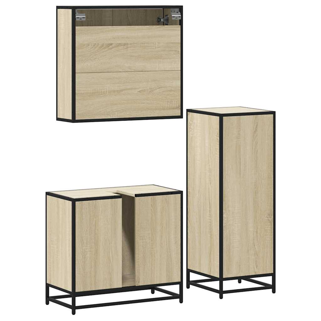 vidaXL Ensemble de meubles de salle de bain 3 pcs Chêne Sonoma Aggloméré