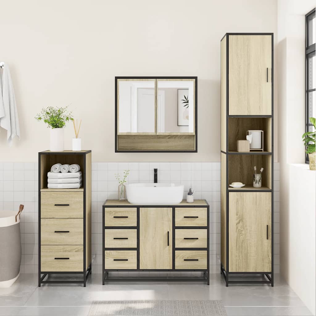 vidaXL Ensemble de meubles de salle de bain 3 pcs Chêne Sonoma Aggloméré