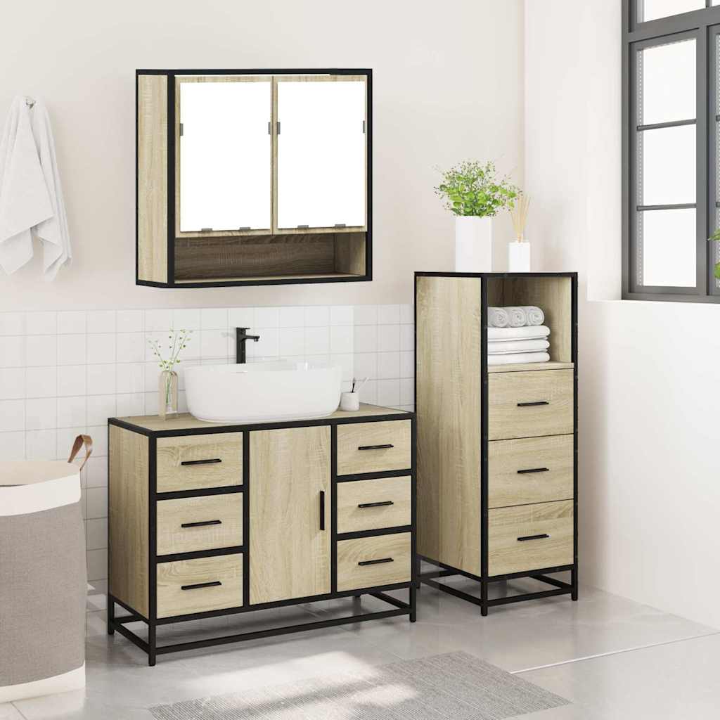 vidaXL Ensemble de meubles de salle de bain 3 pcs Chêne Sonoma Aggloméré