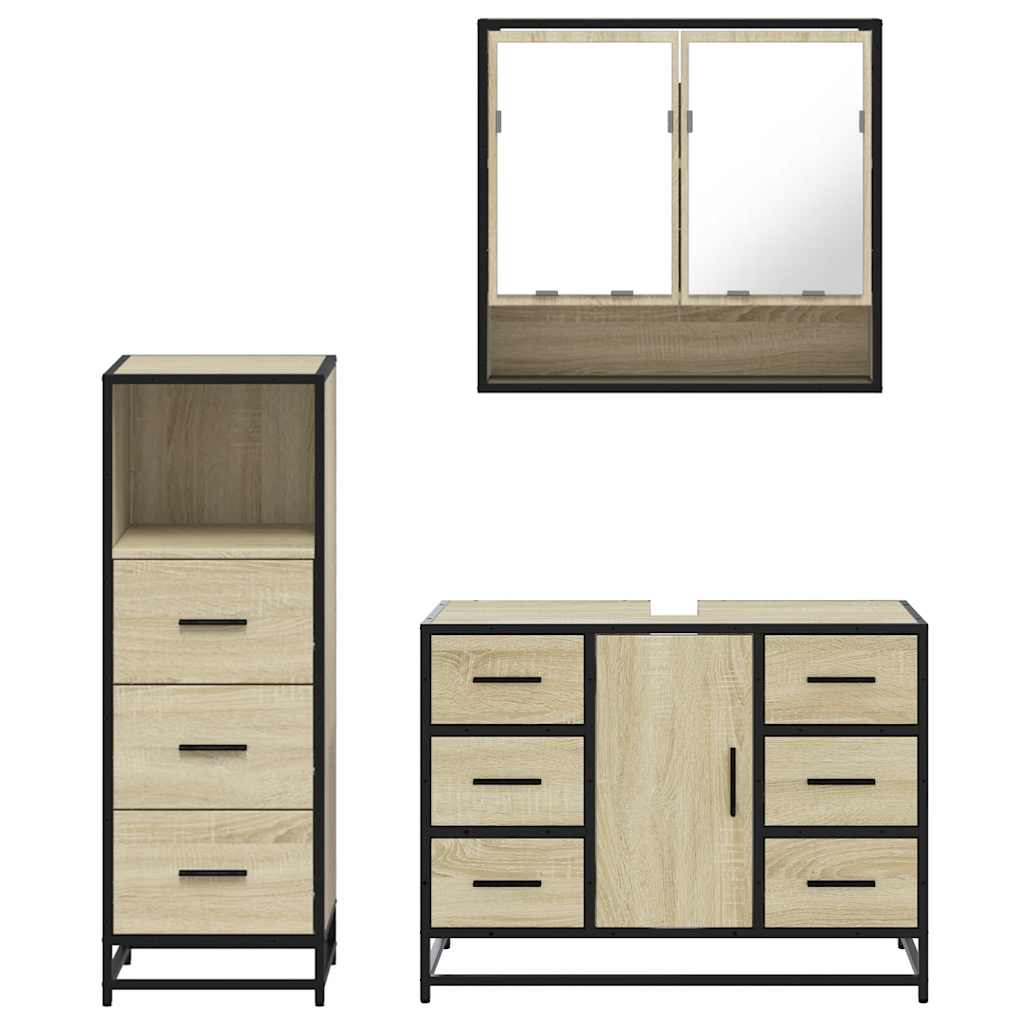 vidaXL Ensemble de meubles de salle de bain 3 pcs Chêne Sonoma Aggloméré