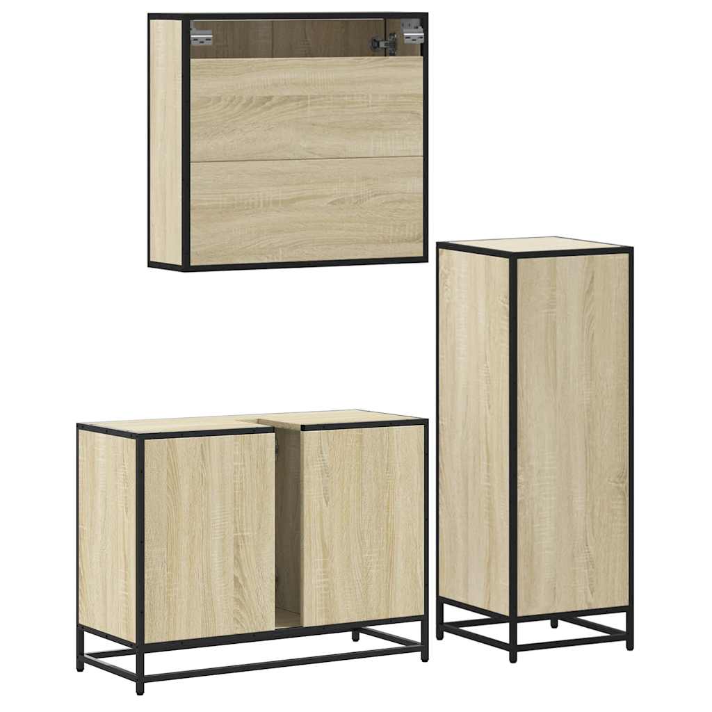 vidaXL Ensemble de meubles de salle de bain 3 pcs Chêne Sonoma Aggloméré