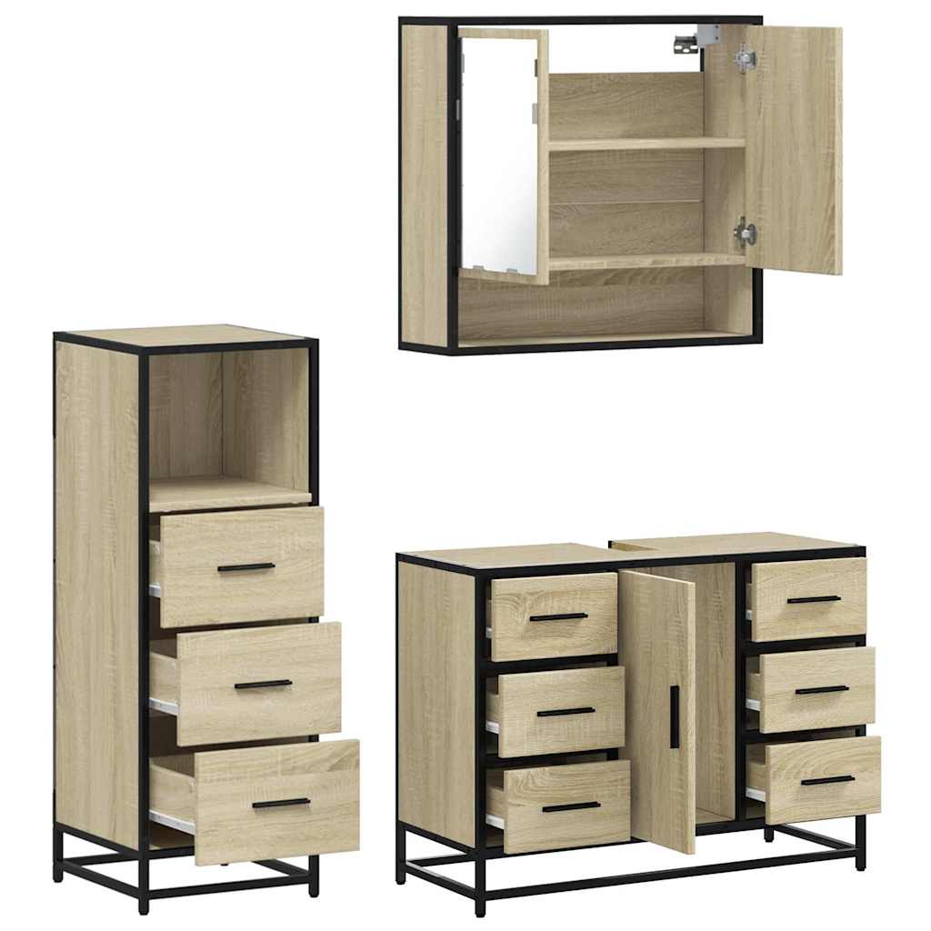 vidaXL Ensemble de meubles de salle de bain 3 pcs Chêne Sonoma Aggloméré