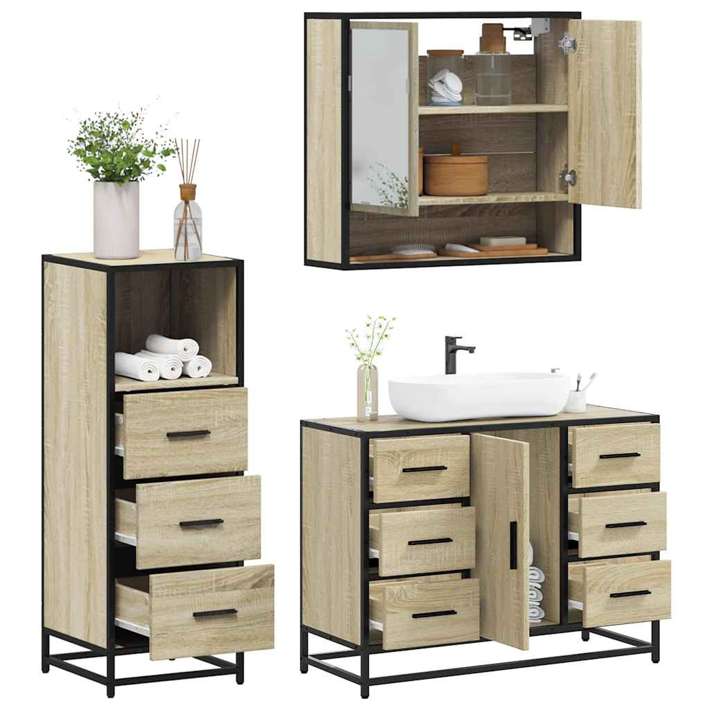 vidaXL Ensemble de meubles de salle de bain 3 pcs Chêne Sonoma Aggloméré