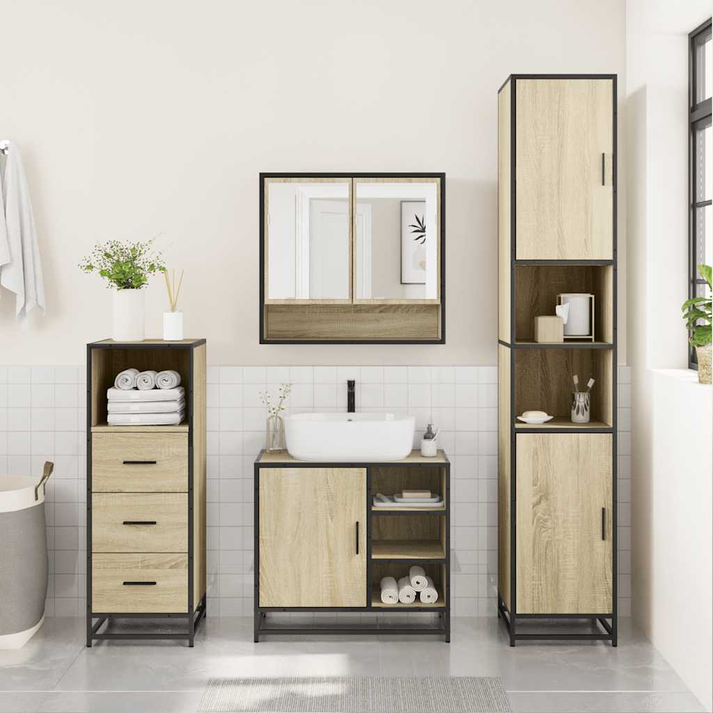 vidaXL Ensemble de meubles de salle de bain 3 pcs Chêne Sonoma Aggloméré