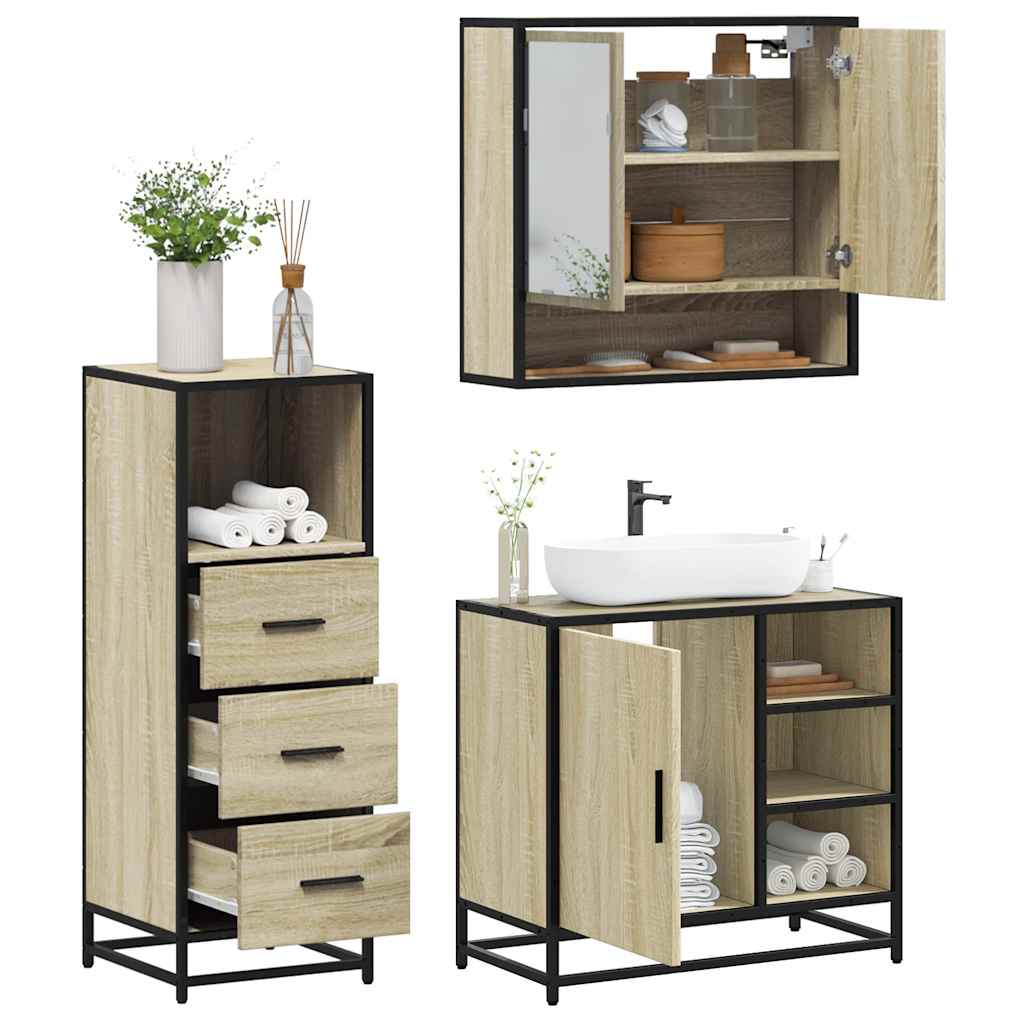 vidaXL Ensemble de meubles de salle de bain 3 pcs Chêne Sonoma Aggloméré