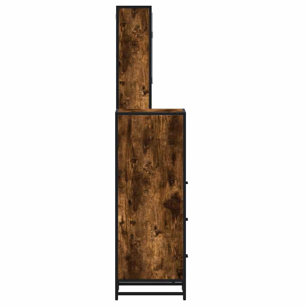 vidaXL 3-tlg. Badmöbel-Set Räuchereiche Holzwerkstoff