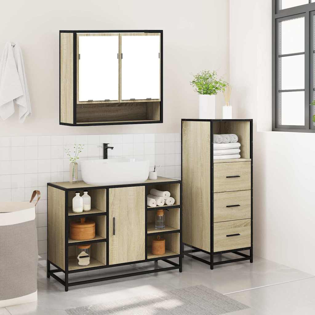 vidaXL Ensemble de meubles de salle de bain 3 pcs Chêne Sonoma Aggloméré