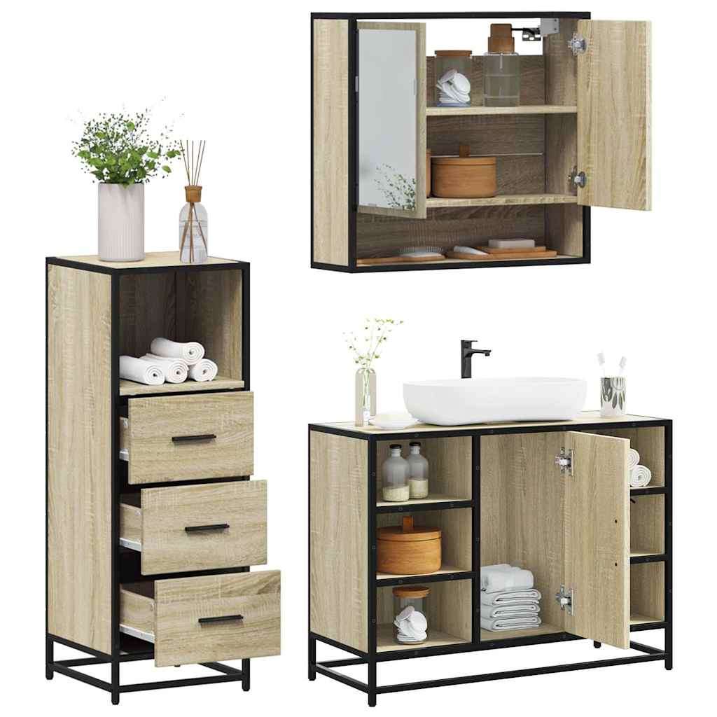 vidaXL Ensemble de meubles de salle de bain 3 pcs Chêne Sonoma Aggloméré