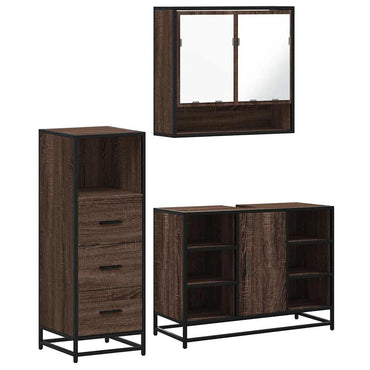 vidaXL Ensemble de 3 meubles de salle de bain aspect chêne marron en bois d'ingénierie