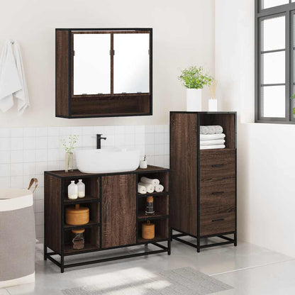 vidaXL Ensemble de 3 meubles de salle de bain aspect chêne marron en bois d'ingénierie