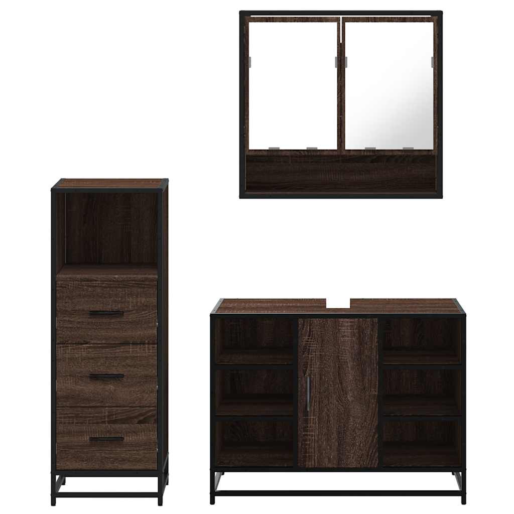 vidaXL Ensemble de 3 meubles de salle de bain aspect chêne marron en bois d'ingénierie