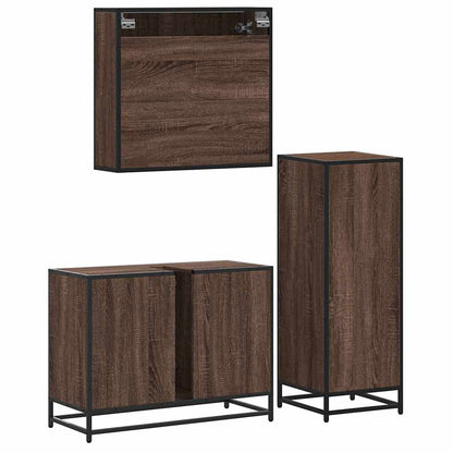 vidaXL Ensemble de 3 meubles de salle de bain aspect chêne marron en bois d'ingénierie