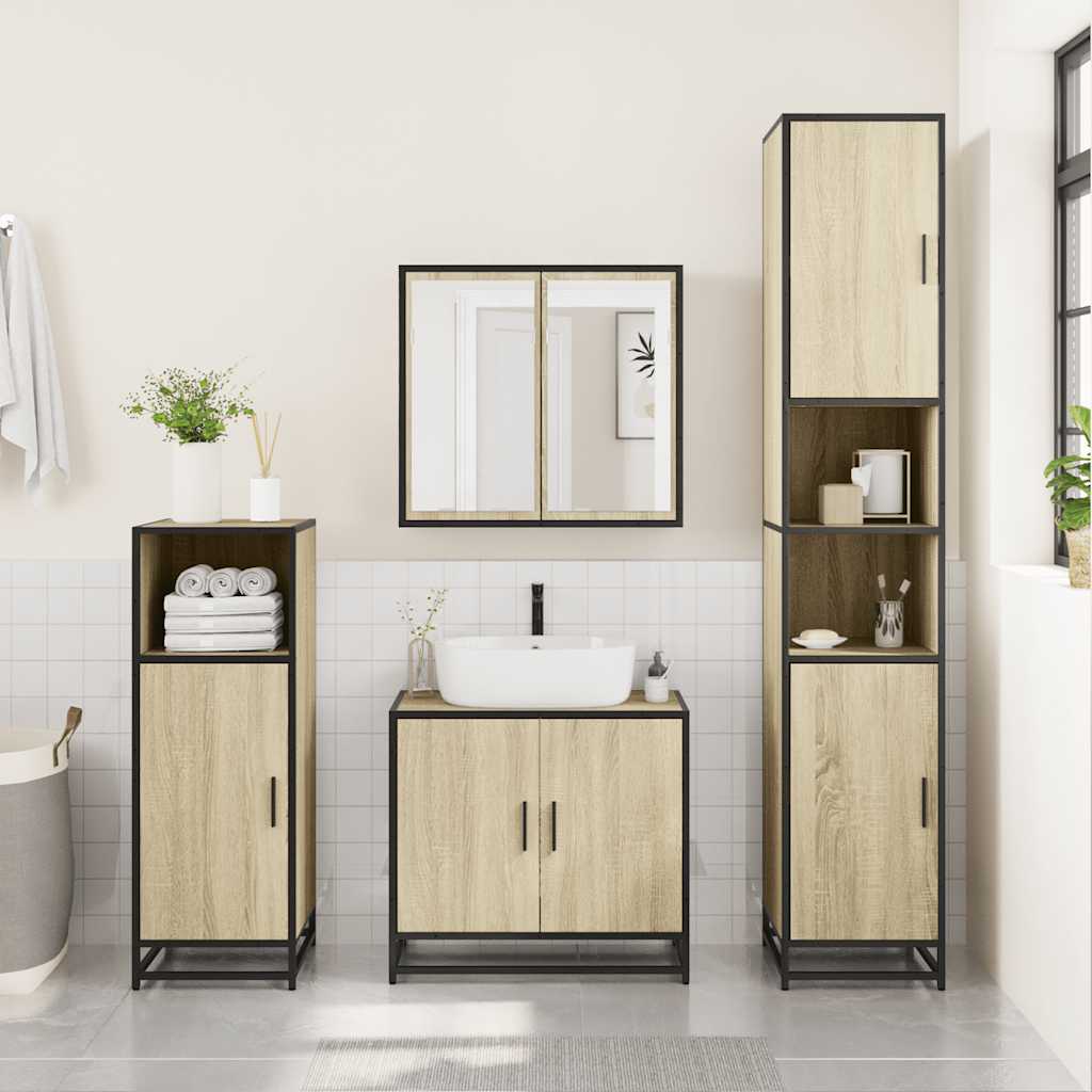vidaXL Ensemble de meubles de salle de bain 3 pcs Chêne Sonoma Aggloméré