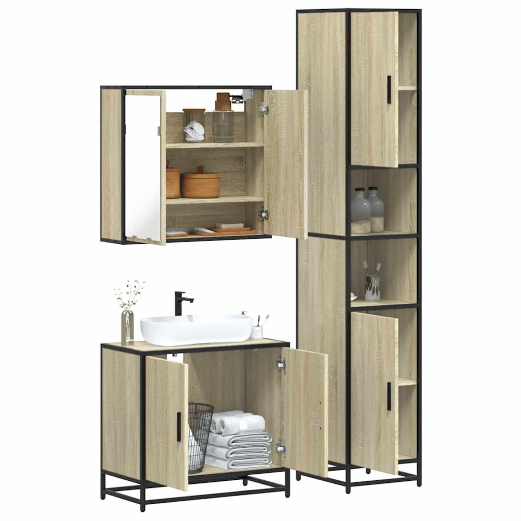 vidaXL Ensemble de meubles de salle de bain 3 pcs Chêne Sonoma Aggloméré