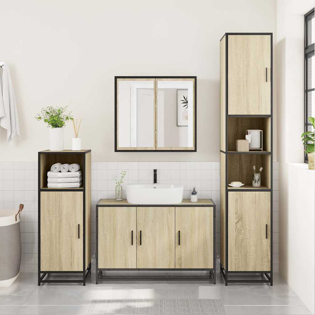 vidaXL Ensemble de meubles de salle de bain 3 pcs Chêne Sonoma Aggloméré