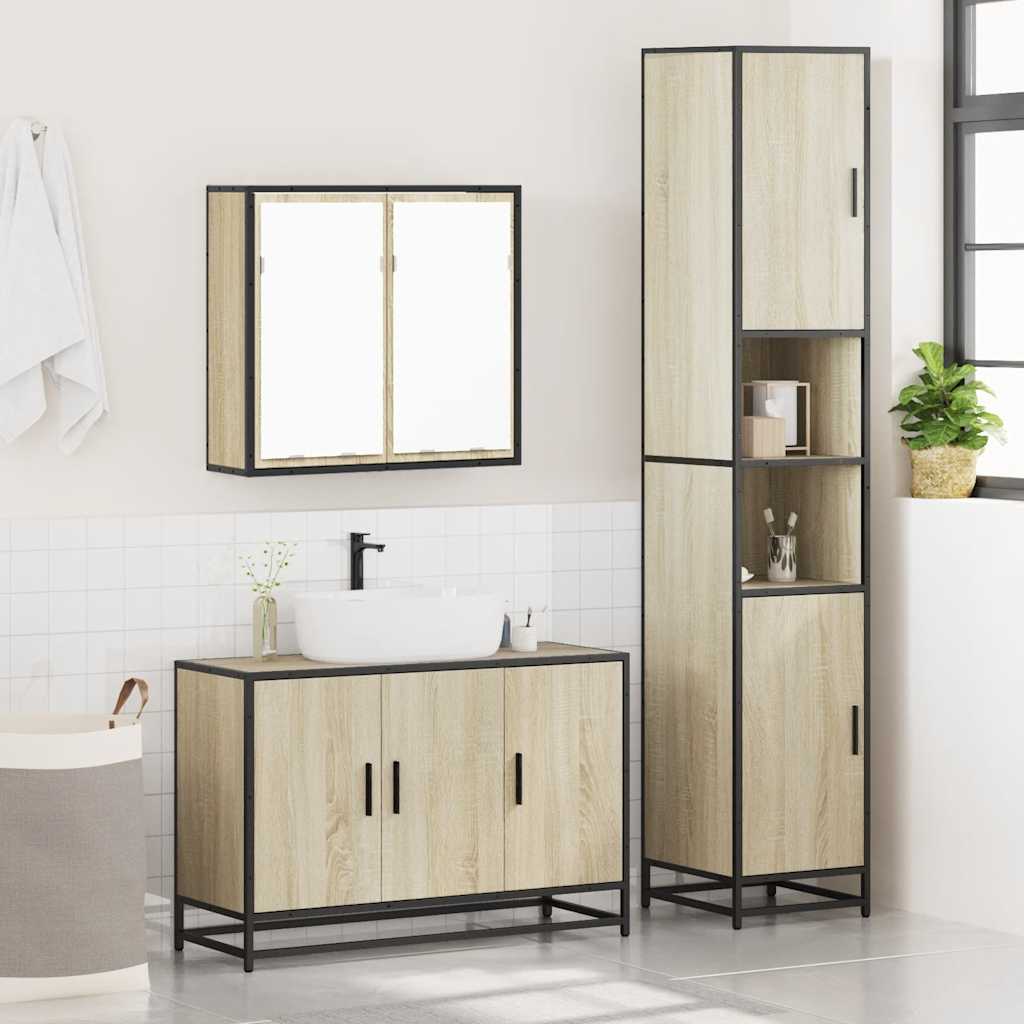 vidaXL Ensemble de meubles de salle de bain 3 pcs Chêne Sonoma Aggloméré