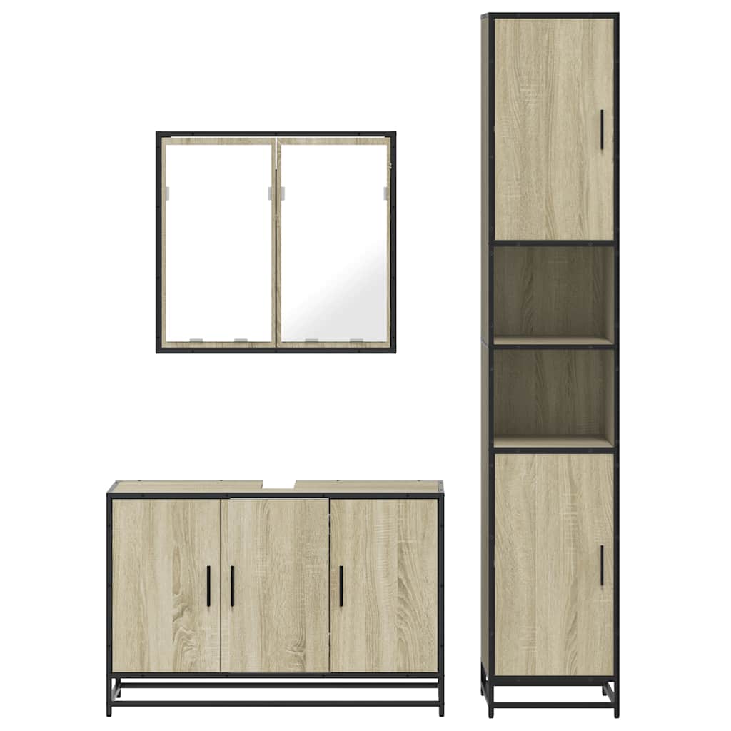 vidaXL Ensemble de meubles de salle de bain 3 pcs Chêne Sonoma Aggloméré