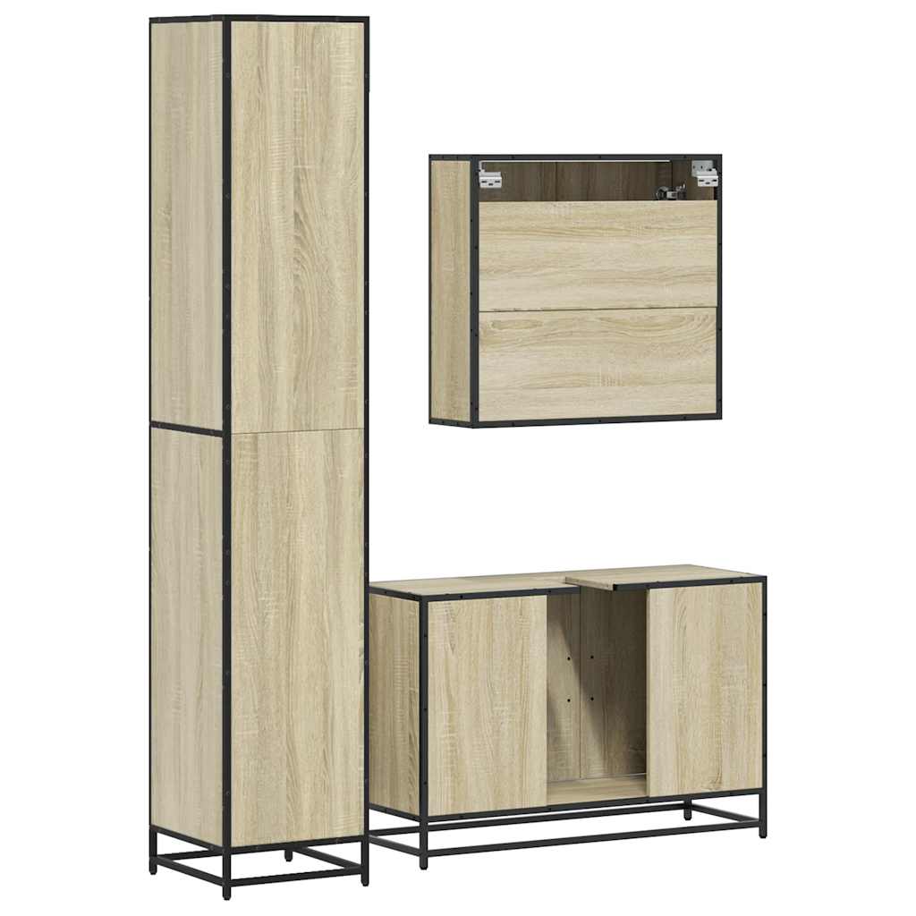 vidaXL Ensemble de meubles de salle de bain 3 pcs Chêne Sonoma Aggloméré