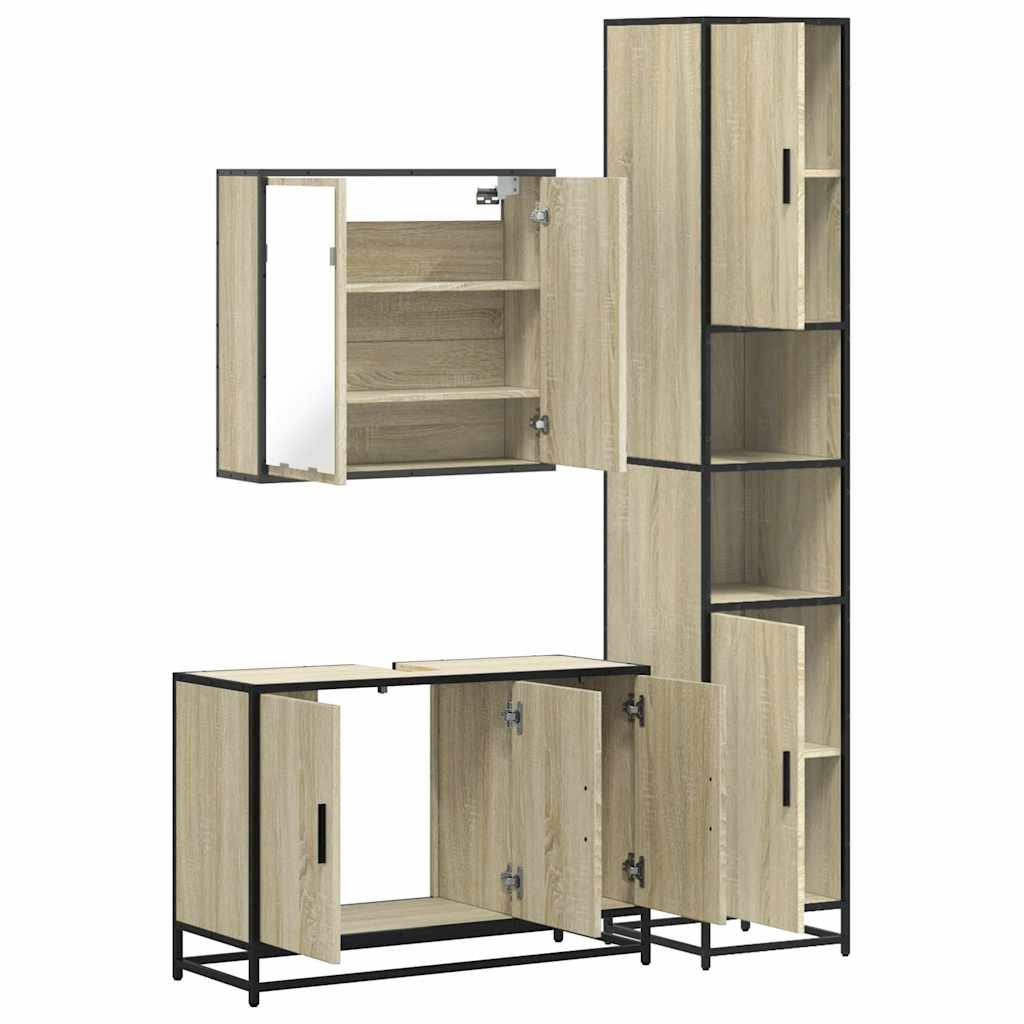 vidaXL Ensemble de meubles de salle de bain 3 pcs Chêne Sonoma Aggloméré
