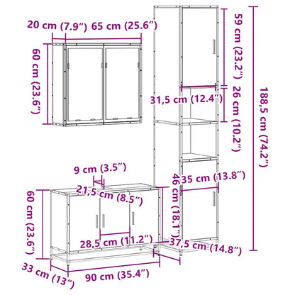 vidaXL Ensemble de meubles de salle de bain 3 pcs Chêne Sonoma Aggloméré