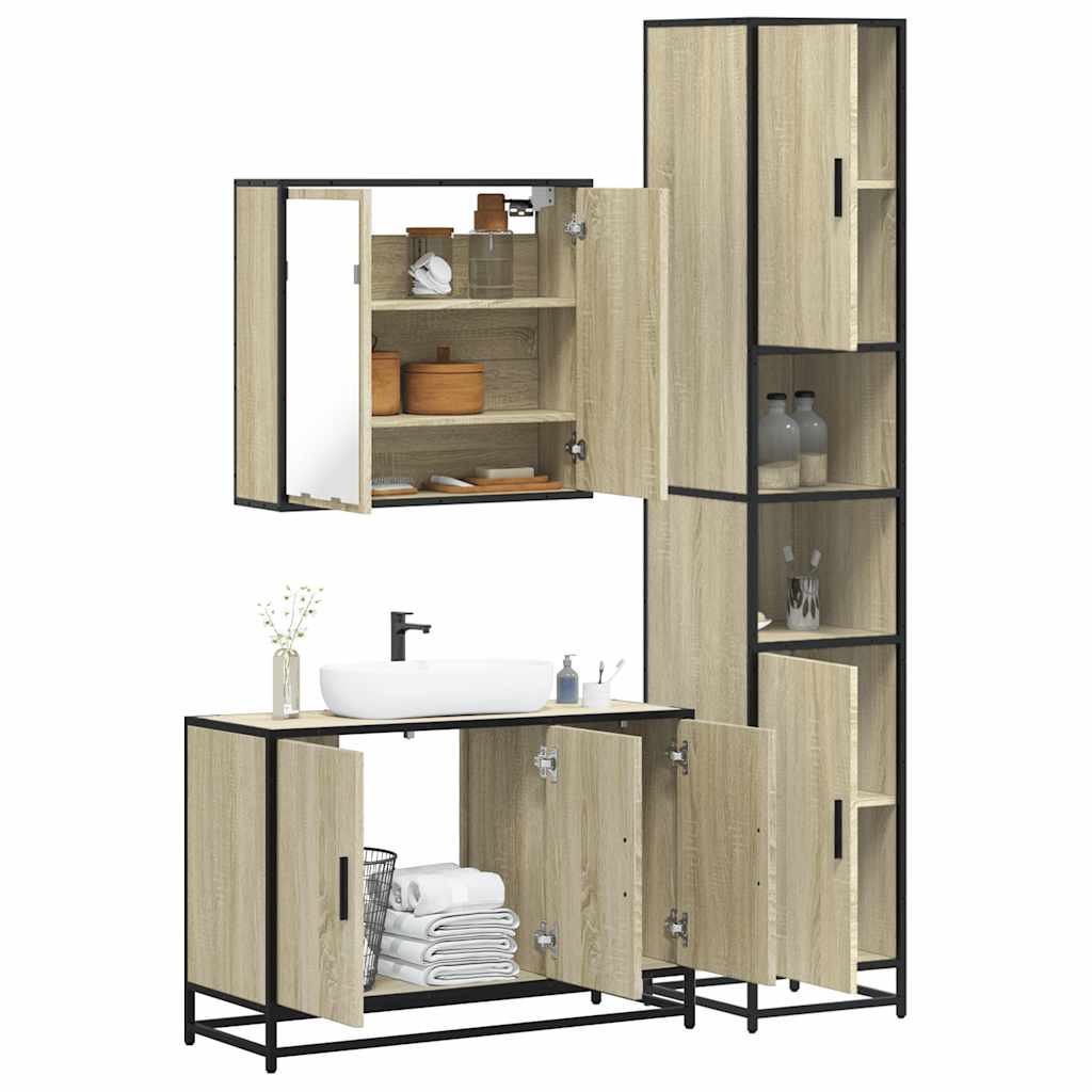 vidaXL Ensemble de meubles de salle de bain 3 pcs Chêne Sonoma Aggloméré