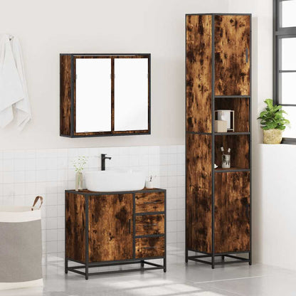 vidaXL Ensemble de meubles de salle de bain 3 pièces Chêne fumé Bois d'ingénierie