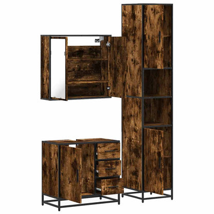 vidaXL Ensemble de meubles de salle de bain 3 pièces Chêne fumé Bois d'ingénierie