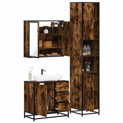 vidaXL Ensemble de meubles de salle de bain 3 pièces Chêne fumé Bois d'ingénierie