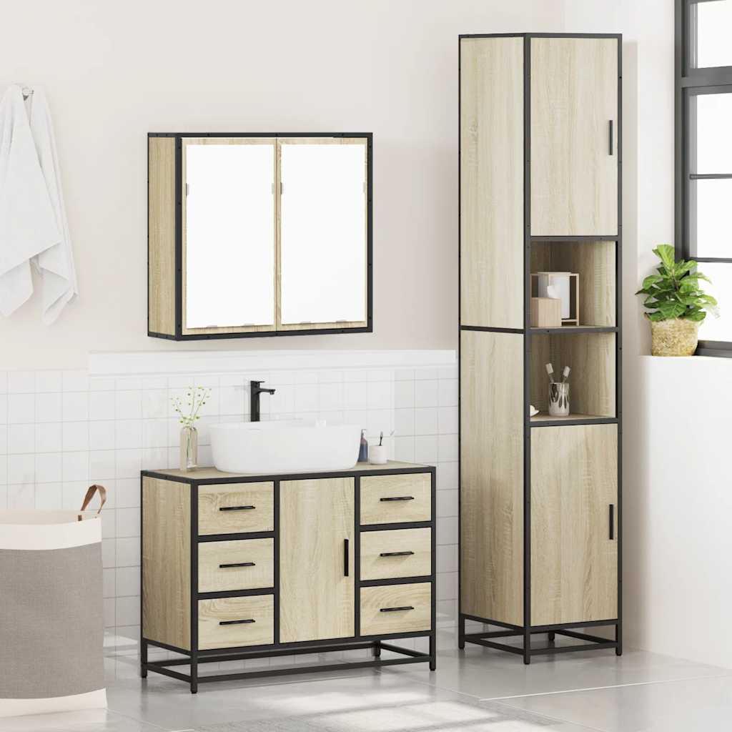 vidaXL Ensemble de meubles de salle de bain 3 pcs Chêne Sonoma Aggloméré
