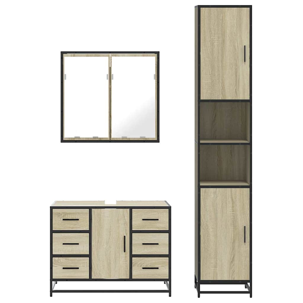 vidaXL Ensemble de meubles de salle de bain 3 pcs Chêne Sonoma Aggloméré