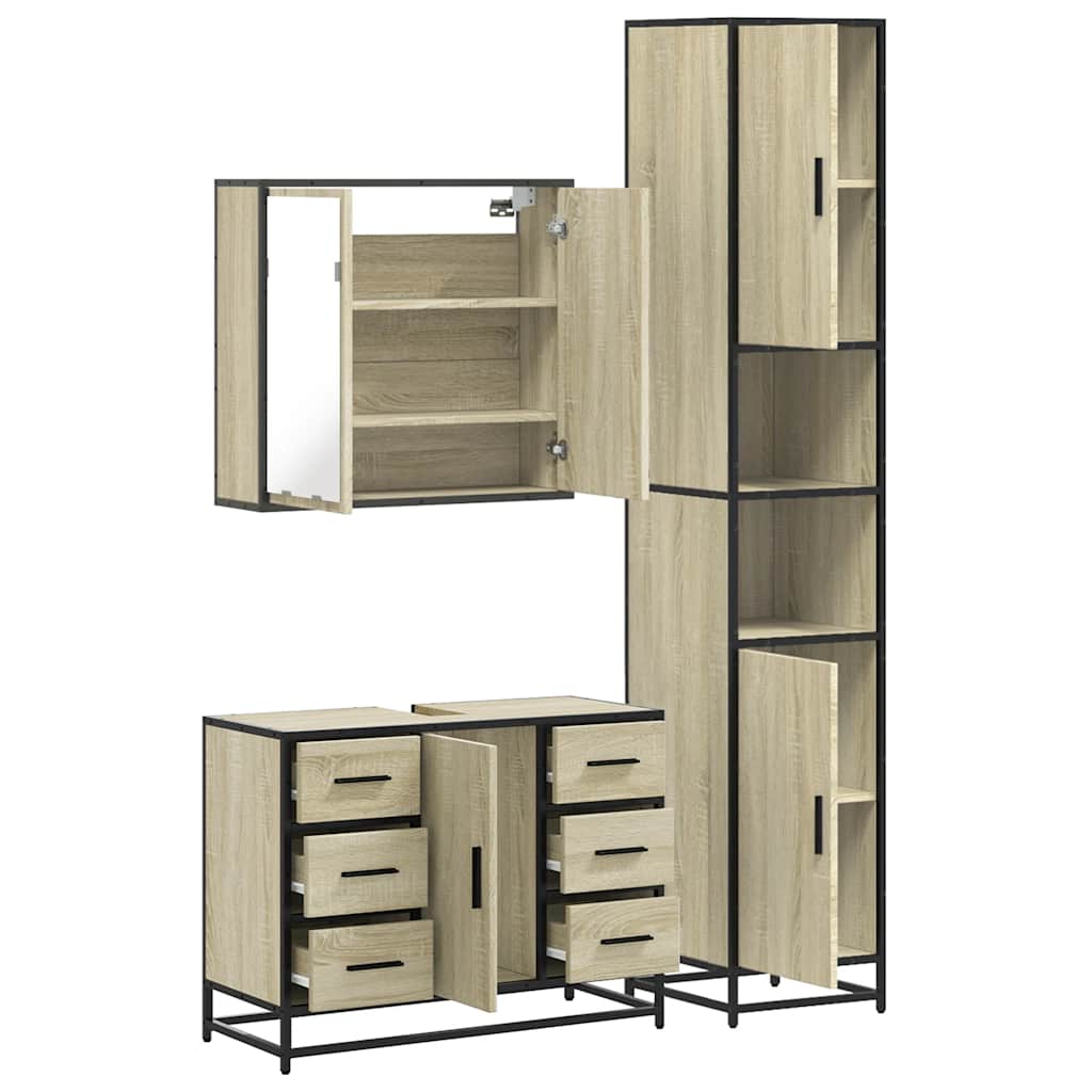 vidaXL Ensemble de meubles de salle de bain 3 pcs Chêne Sonoma Aggloméré