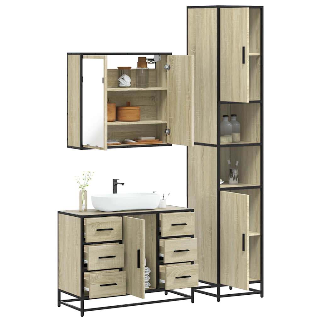 vidaXL Ensemble de meubles de salle de bain 3 pcs Chêne Sonoma Aggloméré