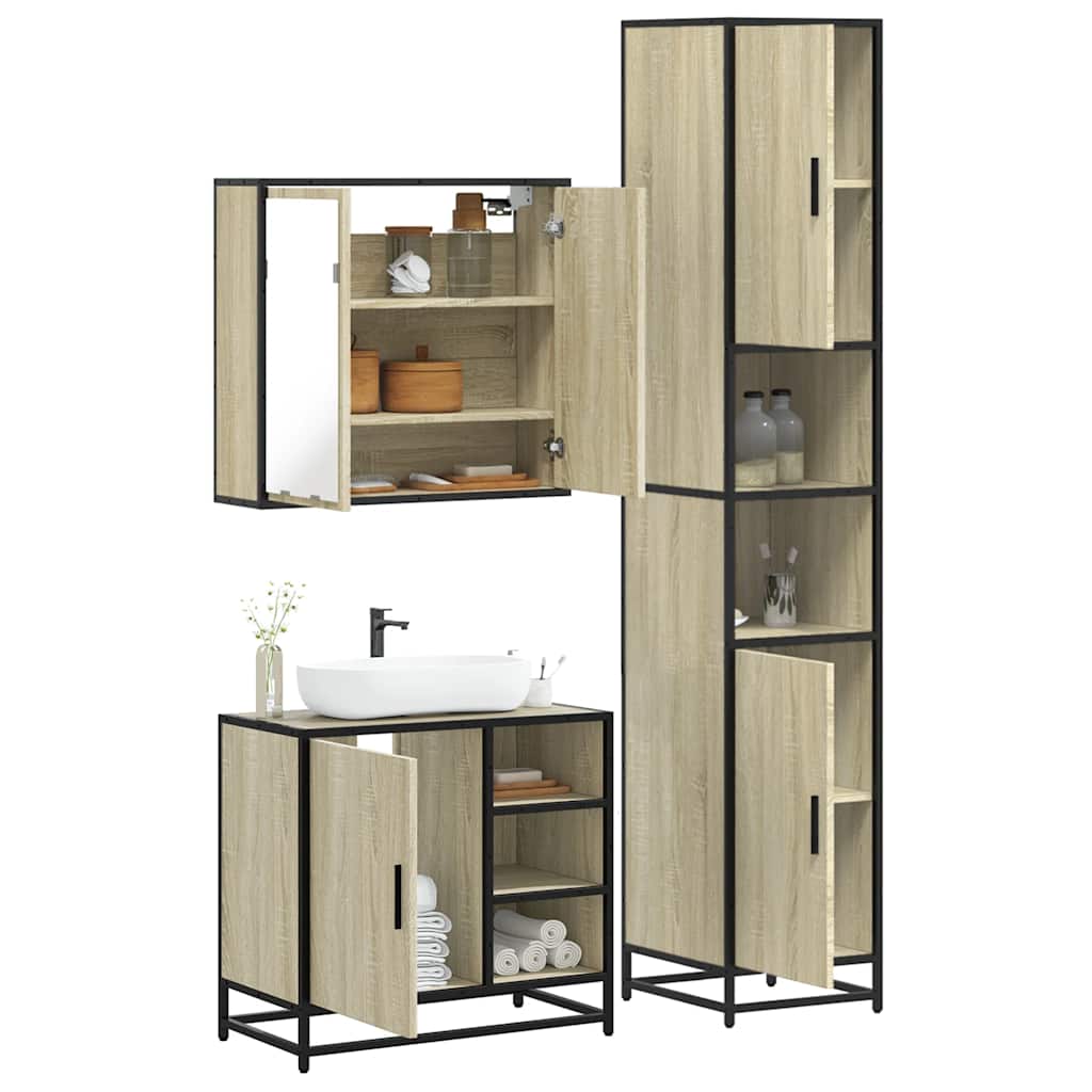 vidaXL Ensemble de meubles de salle de bain 3 pcs Chêne Sonoma Aggloméré
